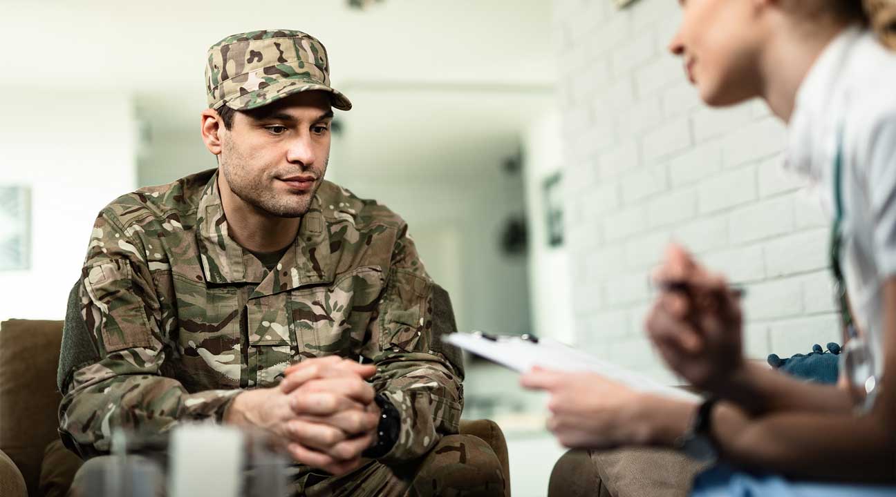 military veteran in therapy counseling